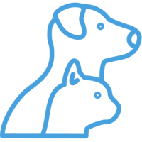 blue icon of a dog and cat