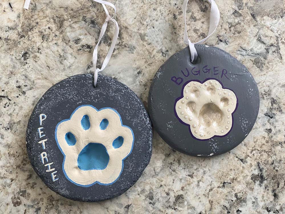 Pet paw print ornaments